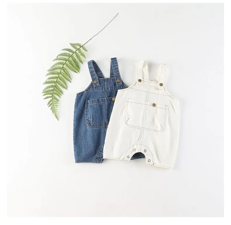 
0-4 Years Top quality baby denim jumpsuit cute suspender short jeans pants 