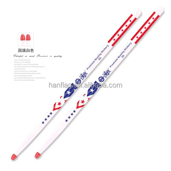 high quality flag printed hickory drumsticks 5A/7A