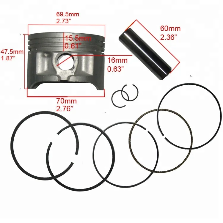 70mm 250cc Piston,Piston Ring,Pin,Clip for Loncin Zongshen CB250 Water cooled engine