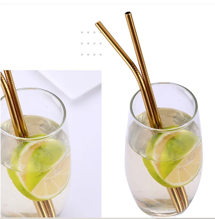 Reusable 304 Stainless Steel and Titanium Rainbow Drinking Straws with 8mm Diameter and Brush PC Material for Cups and Bars