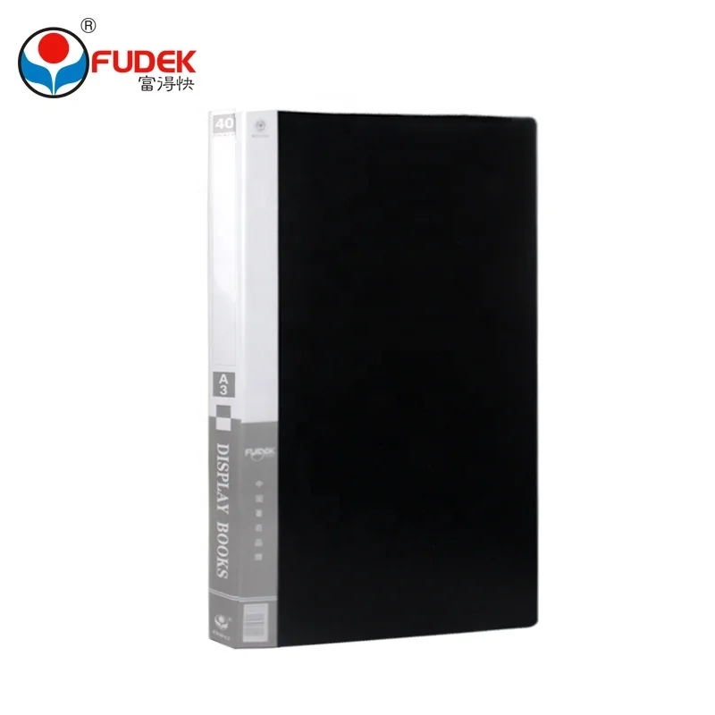 a3 pp office data clear black blue display book plastic file folder with pocket