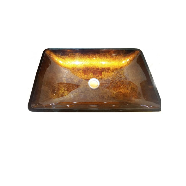 
Rectangular Vanity Bowl Tempered Glass Vessel Handcrafted Bathroom Sink 