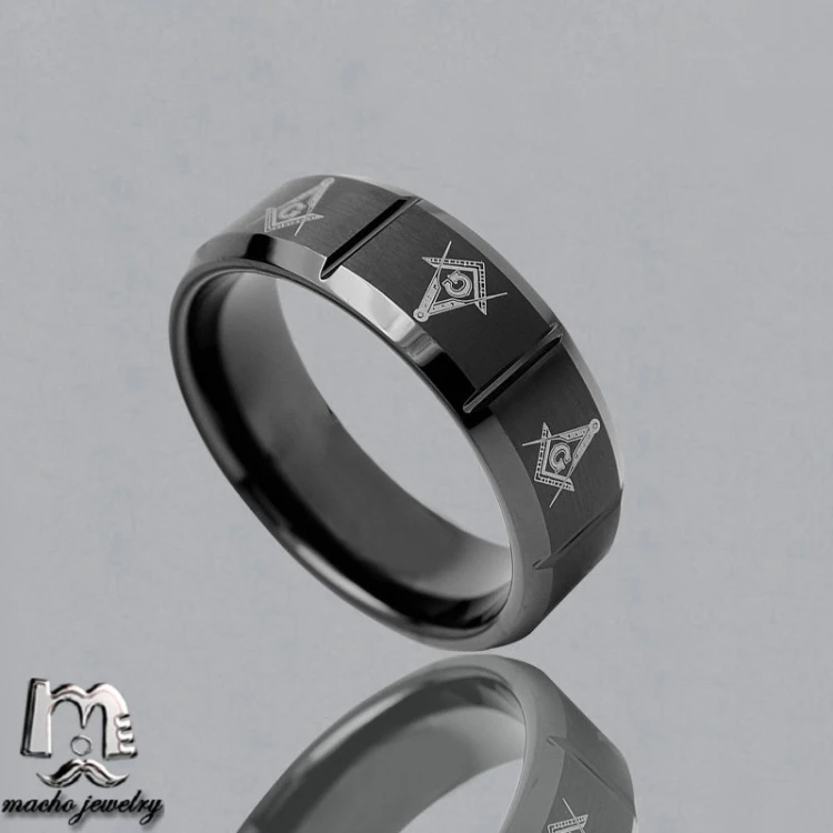 
MACHO Wholesale fashion European jewellery tungsten carbide masonic rings for men, wedding mason rings 