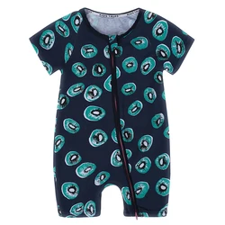 High quality kiwi fruit print baby clothes romper with zip