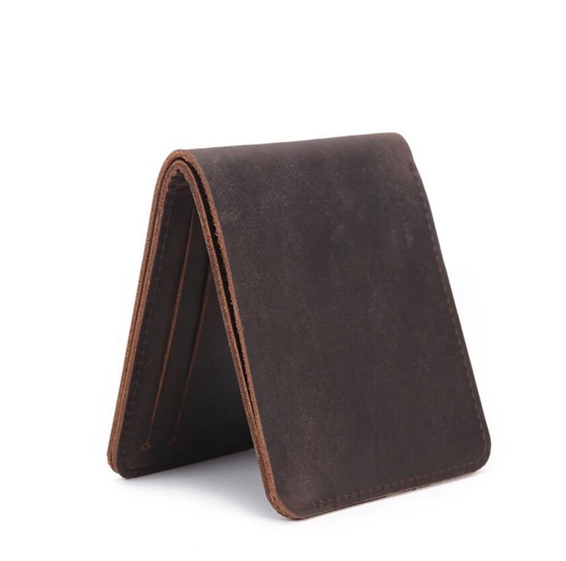 Dreamtop DTC360 slim simple design mens card wallet crazy horse leather wallet bifold in Guangzhou