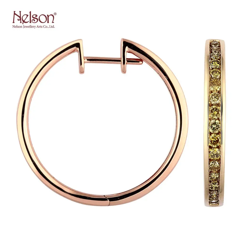 
Zero risk OEM ODM Award Winning Factory Fashion Manufacturer Elegant 18K 750 White Gold Genuine Diamond Hoops Earrings For Women 