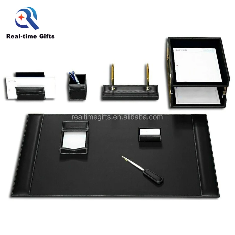 Высококачественный черный деловой офисный Органайзер из 8 предметов искусственной кожи набор канцелярских