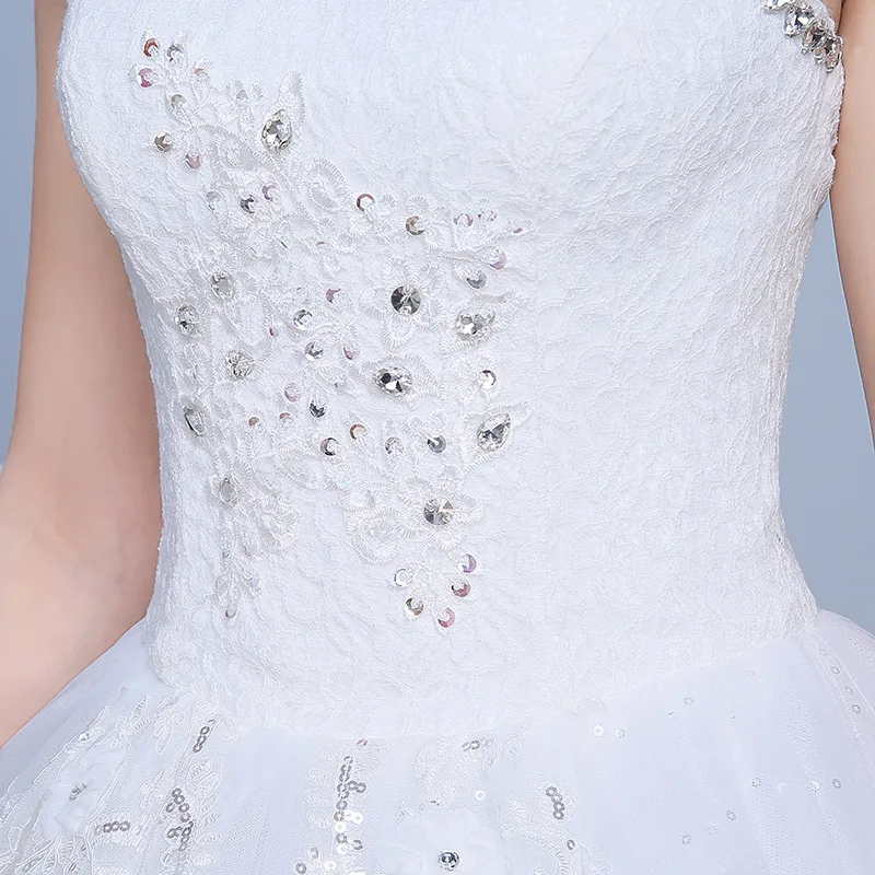 2018 Princess Elegant Cap Sleeve White Lace up Back Floor Length Wedding Gowns