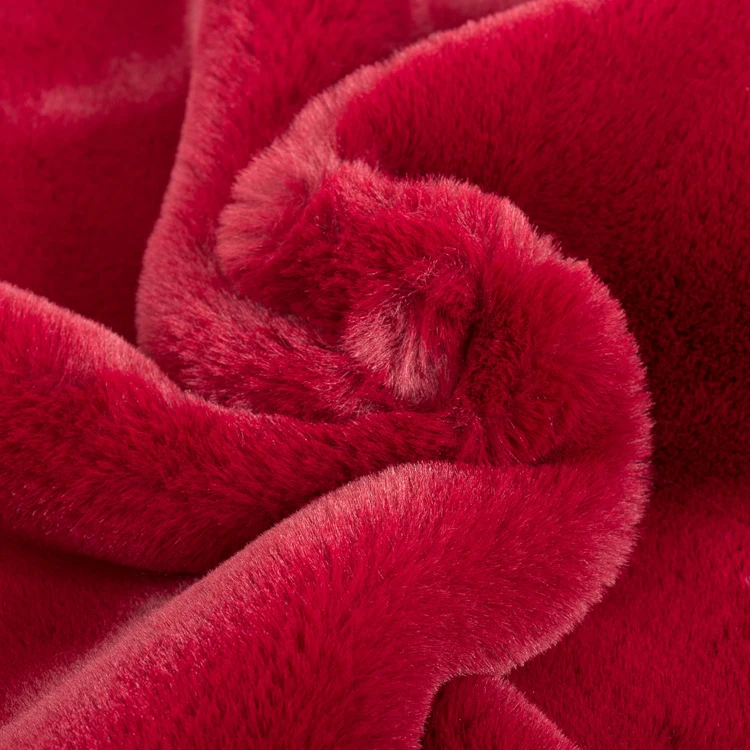 
Customized 100% polyester red rabbit faux fur fabric  (60775990516)