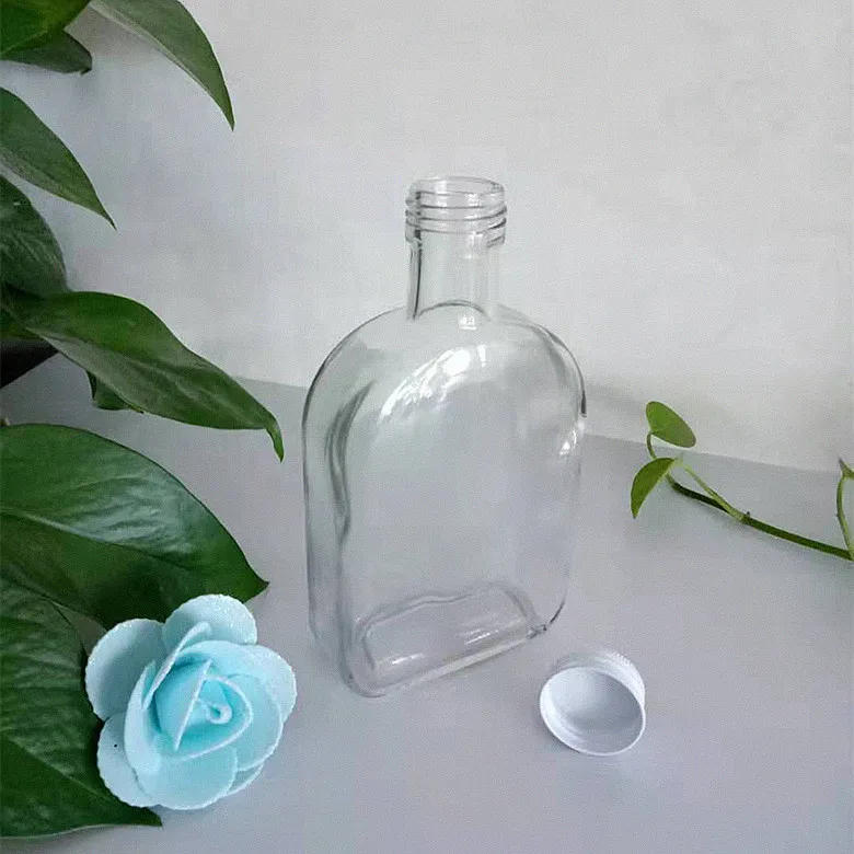 Wholesale new 350 iced tea bottle flat square beverage juice glass bottle
