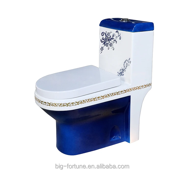 Dark blue color siphonic ceramic one piece toilet