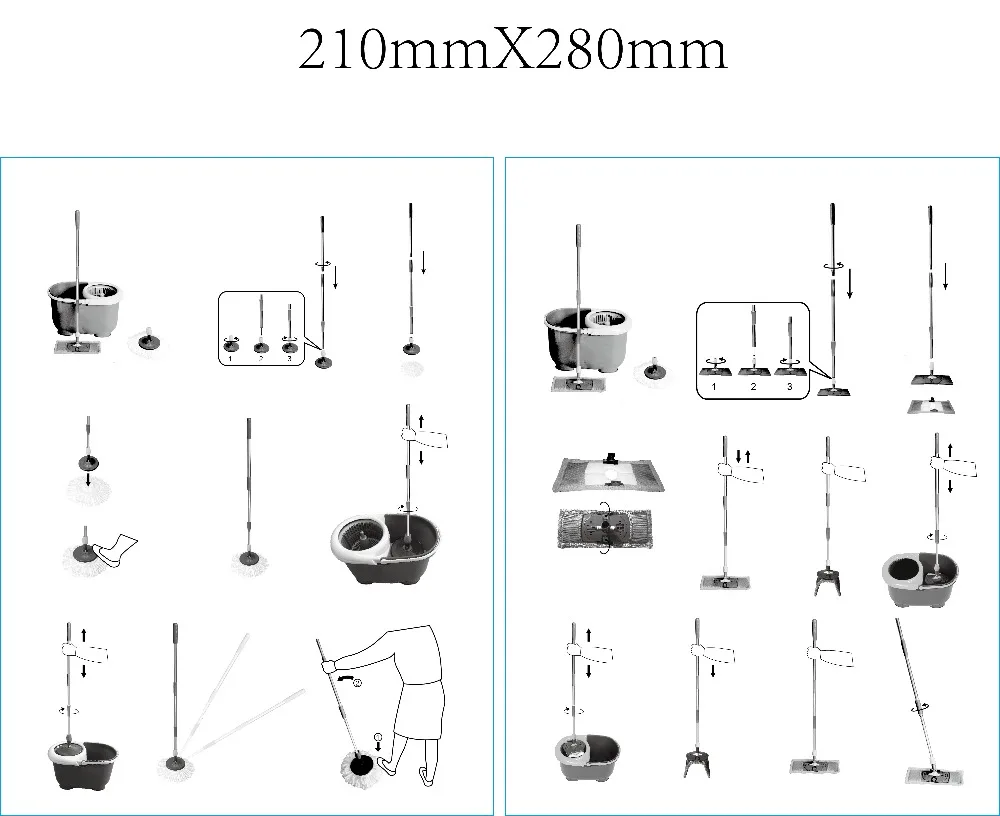 Hand Press 360 Rotating Round And Flat Mop With Bucket Set