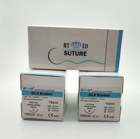Фабричная цена, шелковые плетеные хирургические швы с/без иглы, OEM/ODM доступны