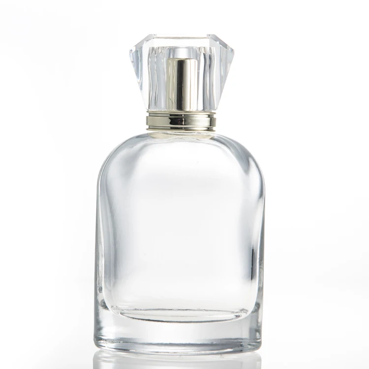 High quality Square clear glass bottles unique shape bottle perfume 50 ml 75ml 80ml 100ml glass for oil filling