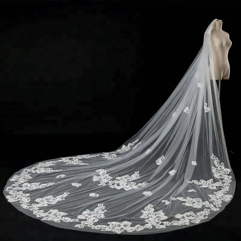Оптовая продажа, свадебный аксессуар, мягкая кружевная фата длиной 3 метра в ширину