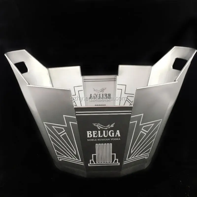 high quality laser Beluga rechargeable led illuminated acrylic bucket