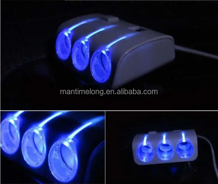 12v car cigarette lighter socket plug adapter with dual USB port