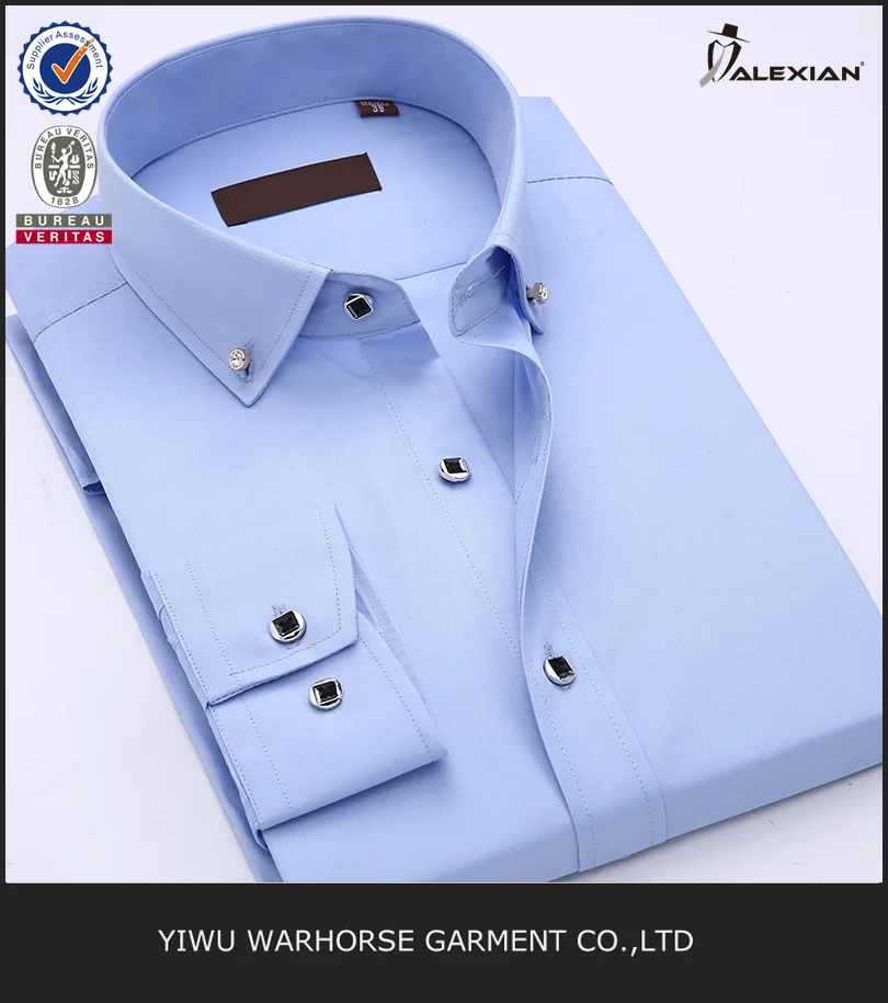 2021 Get Free Sample Contrast Color Collar and Cuff  Solid Custom Slim Fit Dress Shirt for Men