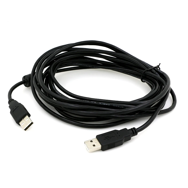 custom length Data power charging USB 2.0 type A male to a male extension cable with ferrite core