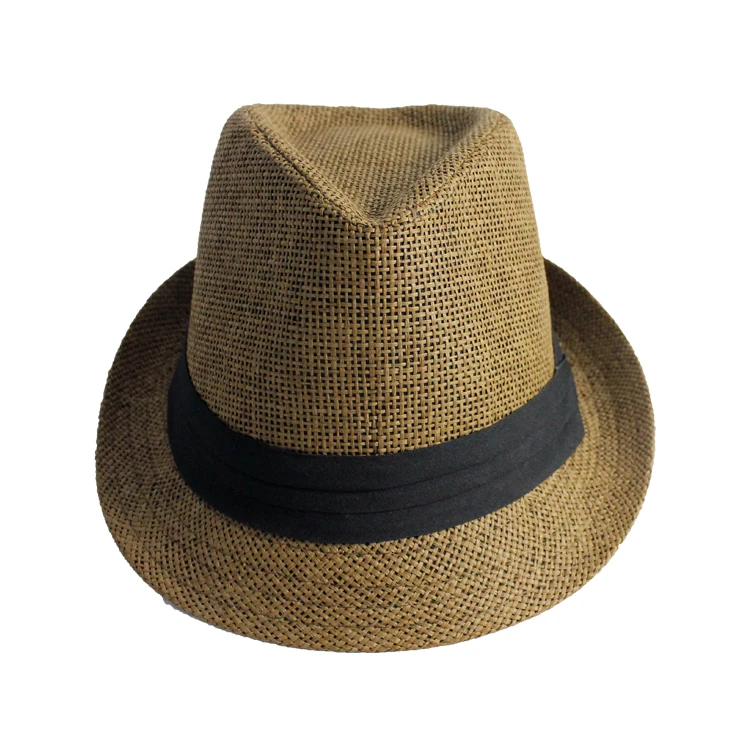Summer short brim straw china wholesale cheap men straw plain mini fedora hat