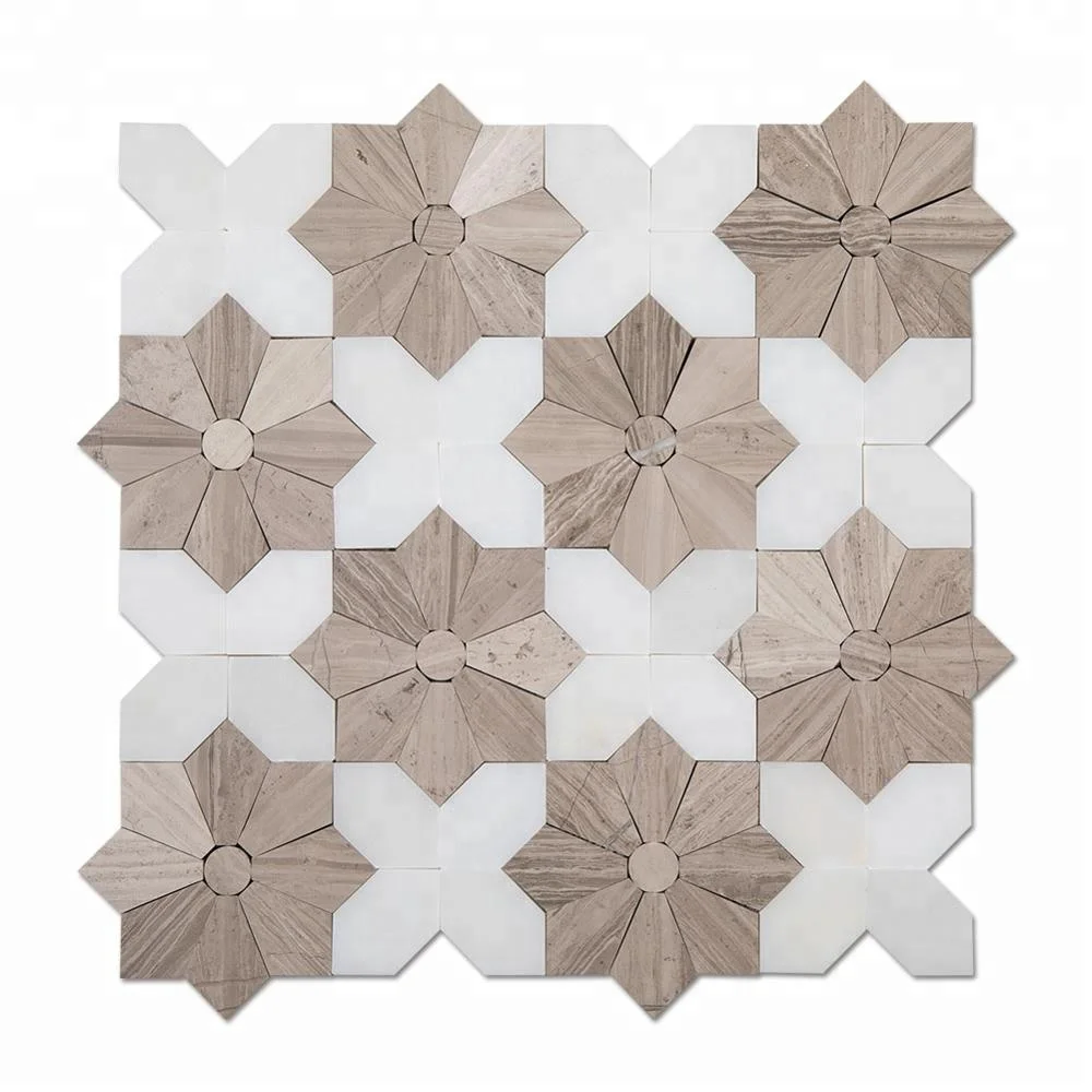 Centurymosaic Hot Selling Flower Marble Waterjet Wall Decor Mosaic Tile