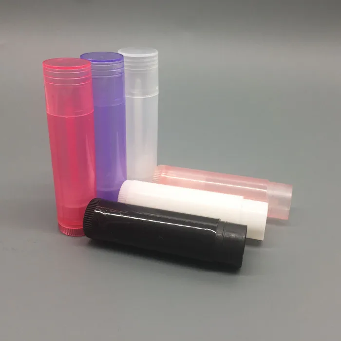 Ready to ship Black 7colors DIY 5ml empty chapstick + lids containers, lip balm cosmetic packaging screw tube
