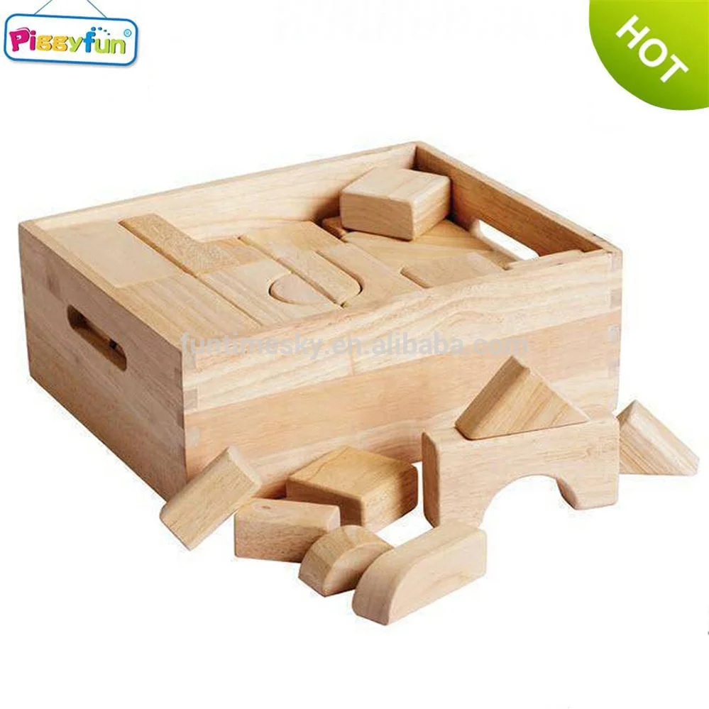 64piece educational children wooden building block wood toys set for kids