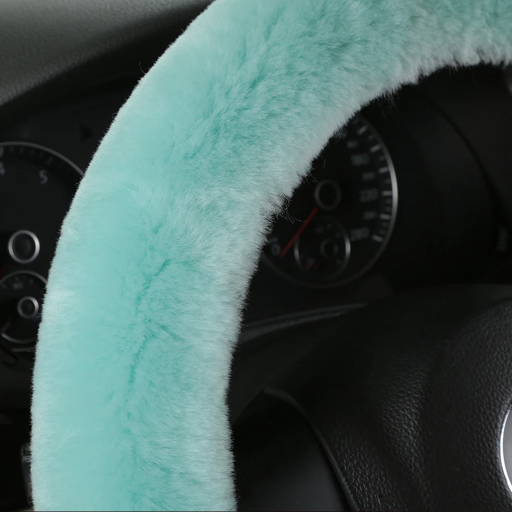 Fur Car Styling steering wheel covers for Adults Woman Man Car Accessories by Australian Merino Wool Fur Universal size