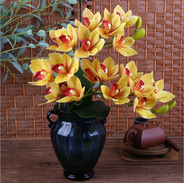 New products artificial real touch silk orchid flower cymbidium orchid silk flower