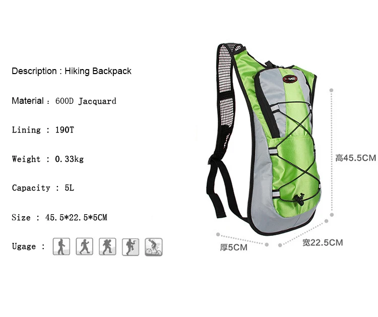 Outstanding Features Outdoor Sport Backpack Water Bag 5 liter Hydration pack