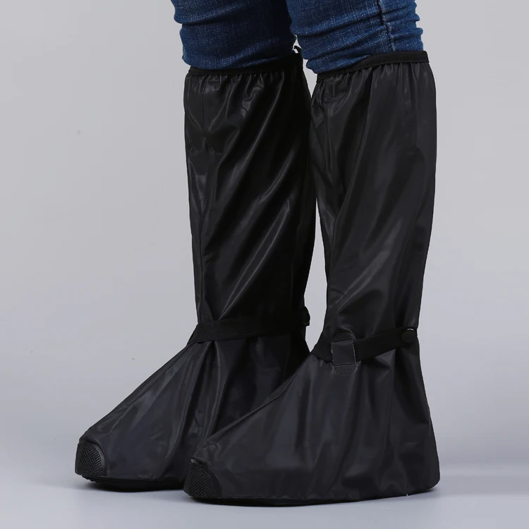 Black Waterproof Men Adjustable Fabric Pvc Motorcycle Rain Boots Cover For Rain with reflector