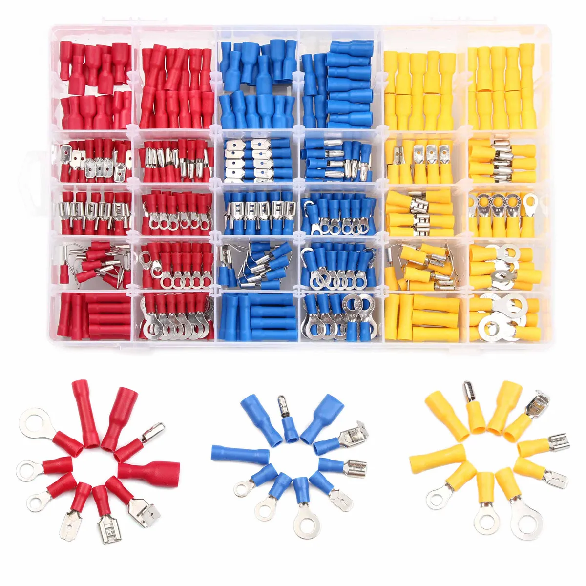 480pcs Insulated Terminals Electrical Crimp Connector Butt Spade Ring Fork Set Terminal Wire Connector