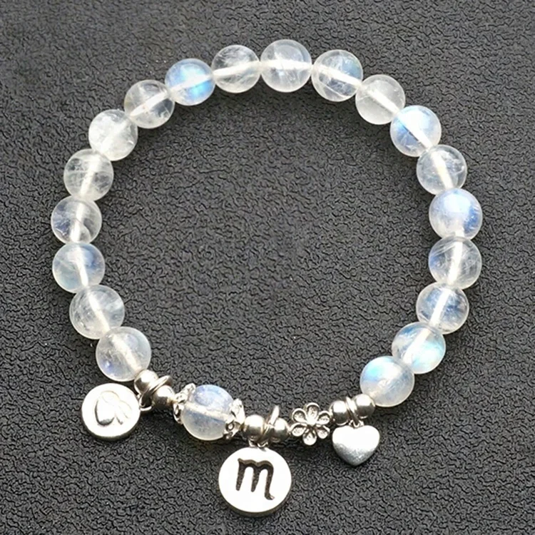 Women Round Logo Charm Crystal Natural Stone Bead 12 Chinese Zodiac Animals Bracelets