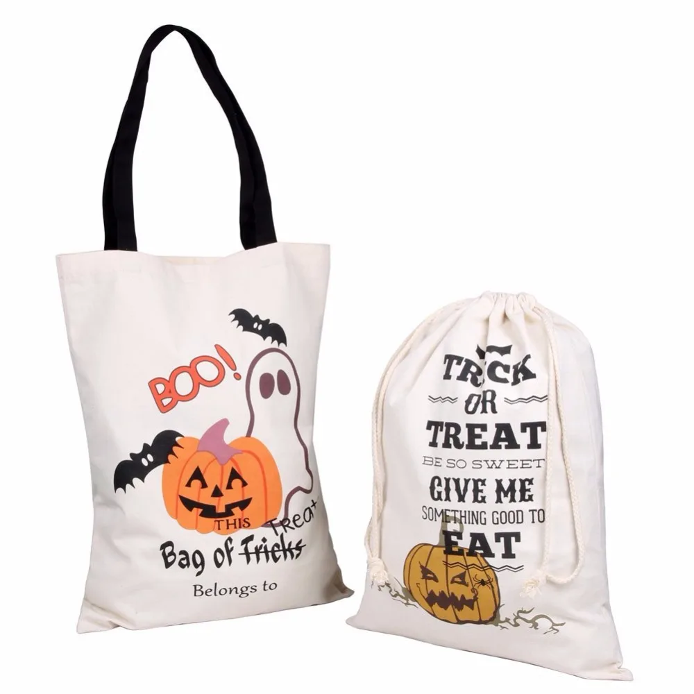 HighKing AZO Free Trick Or Treat Pumpkin Candy Sack Canvas Tote Halloween Bags