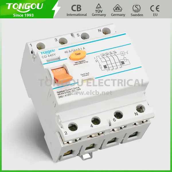 TONGOU TORH1 серии 4P 16A-63A остаточный ток выключателя
