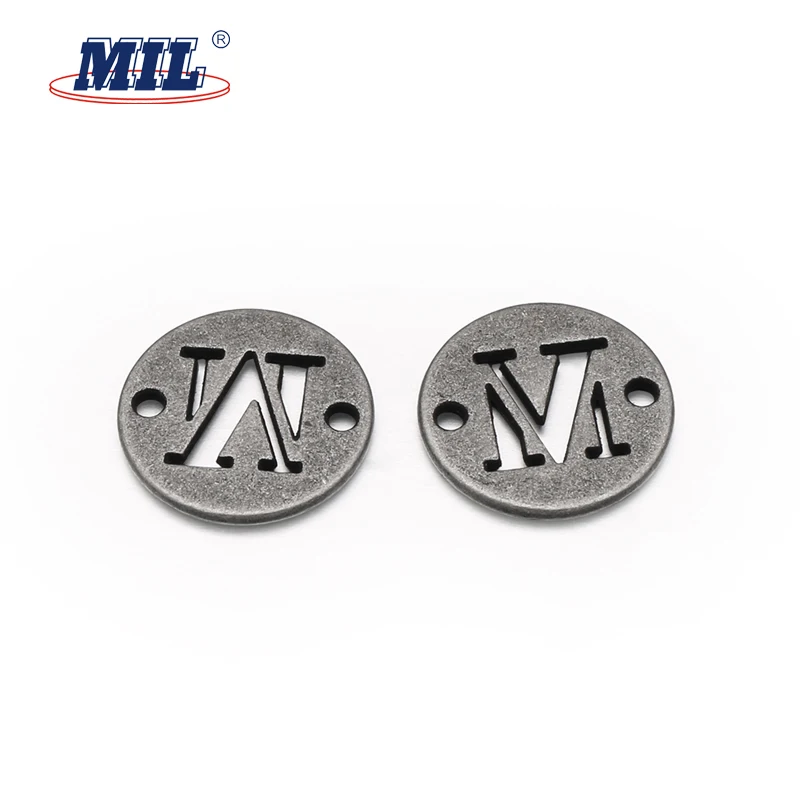 Custom fashion swimwear brand logo vintage metal label tag with 2 hole