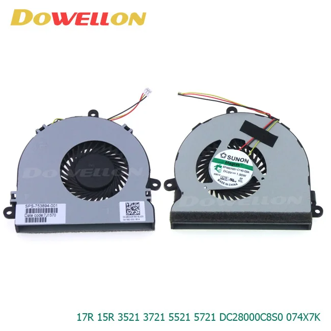 Ноутбук процессора вентилятор охлаждения 5V 0.38A для Dell Inspiron 17R 15R 3521 3721 5521 5721 DC28000C8S0 074X7K