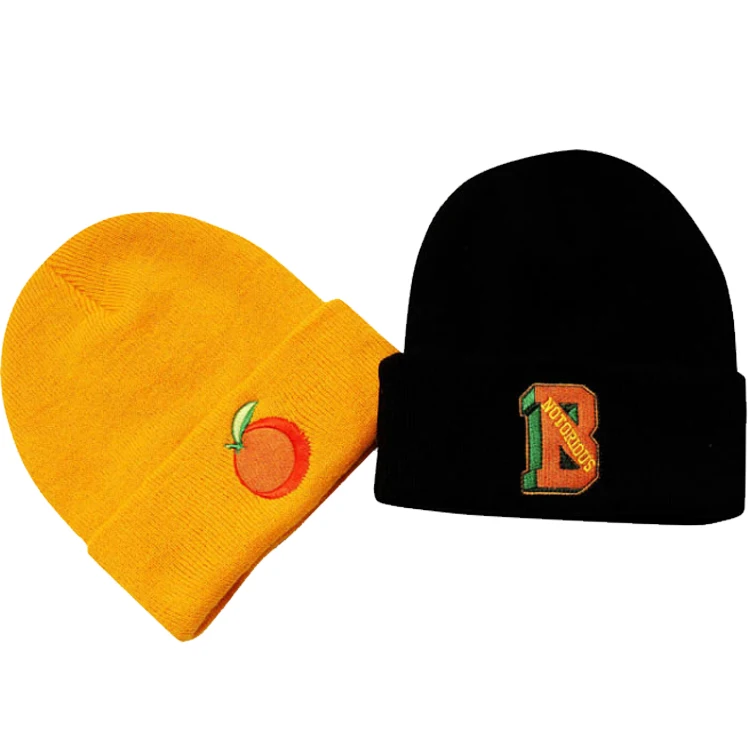 OEM own embroidery logo 100% acrylic Knitted Fashion Beanie Hat/Customized Logo Beanie Wholesale