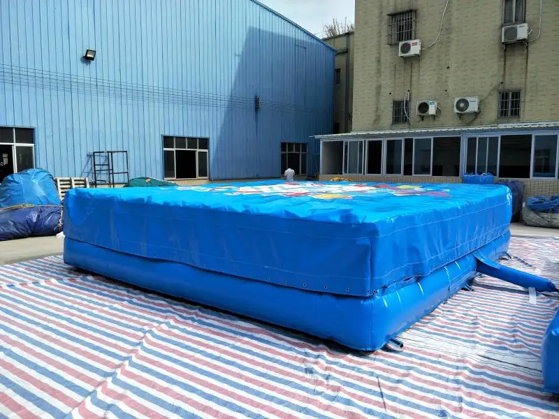 6x5x1.2m blue air bag landing inflatable stunt air bag for jumping