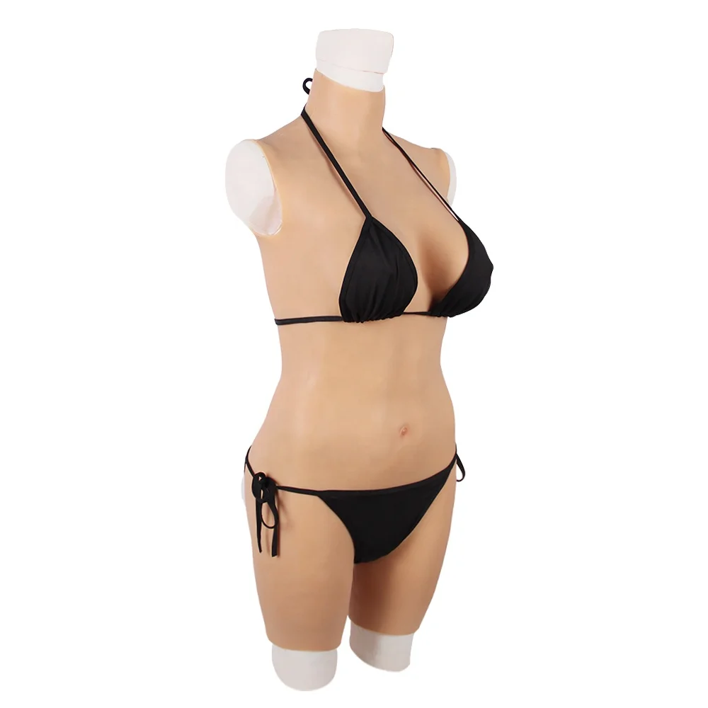 D cup clothes women wearable breast silicone full body suit