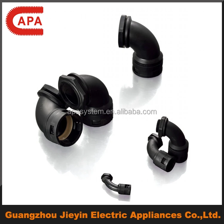 
90 angle elbow PA6 plastic connector for electrical hose pipe 