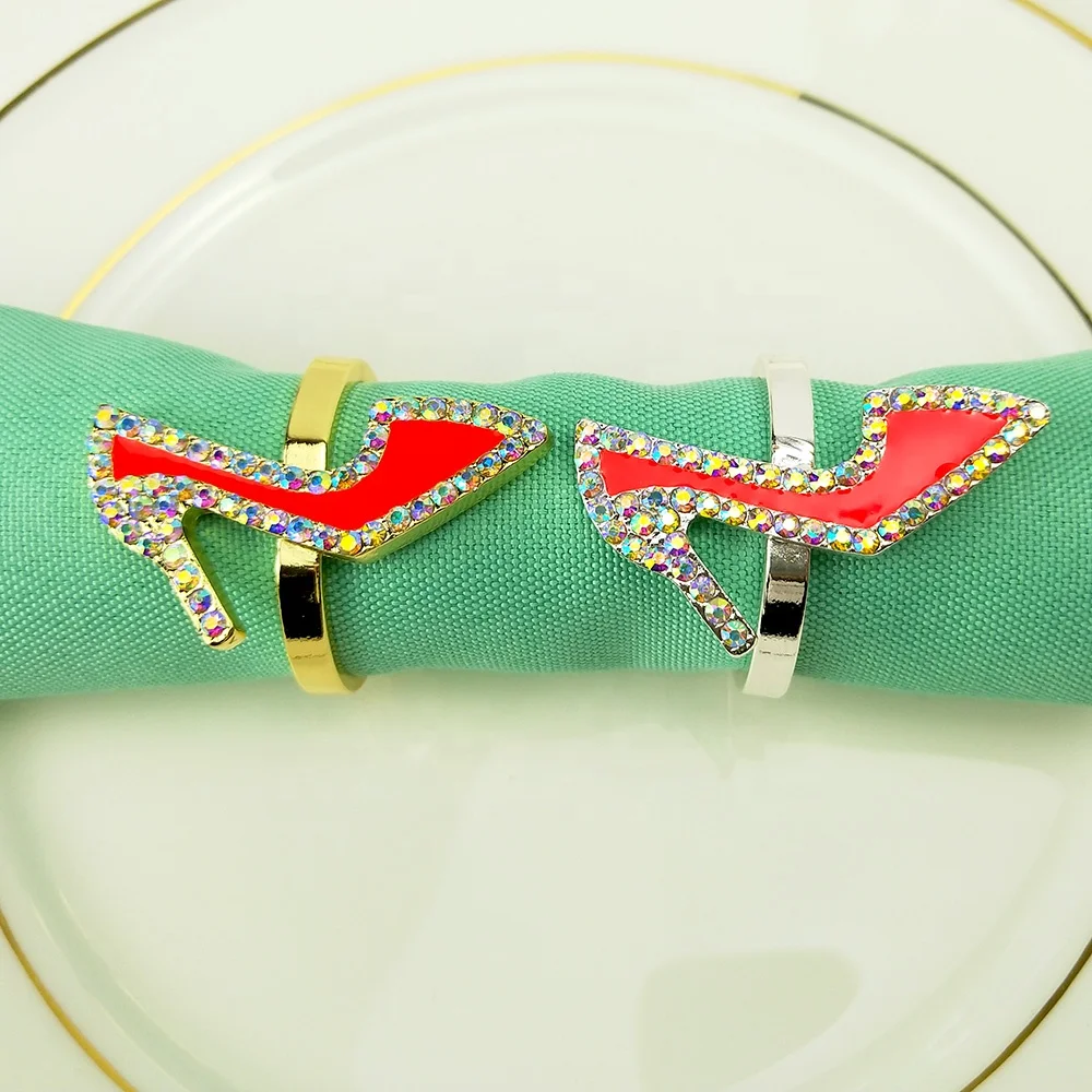 women red high heel napkin ring