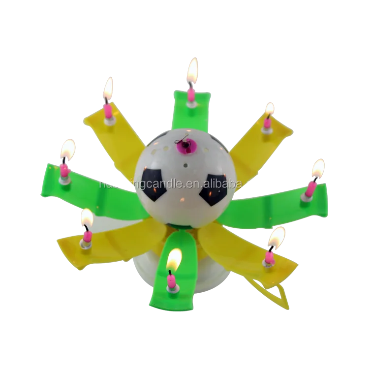Football Singing Happy Birthday Flower Opening Candle Birthday Party Soccer Music Fireworks Birthday Cake Sparkling Candles