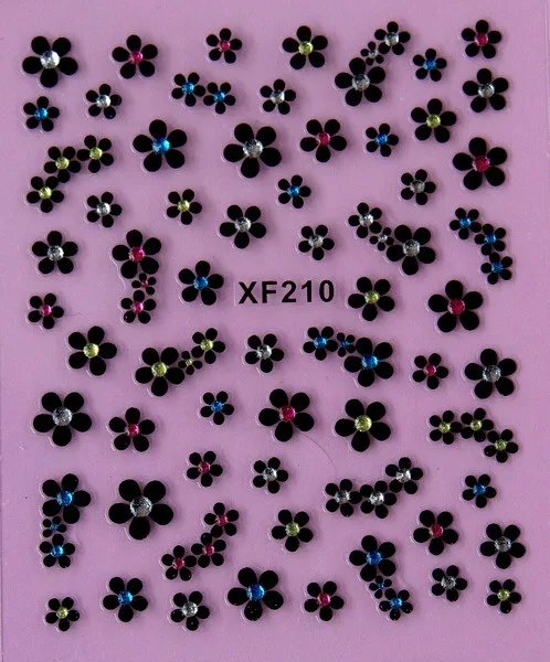 flower black 3D design Water Transfer Nails Art Sticker decals lady women manicure tools Nail Wraps