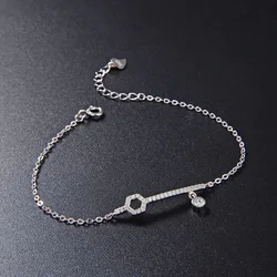 New design 925 sterling silver luck Key shape charm bracelet for women YJ00603