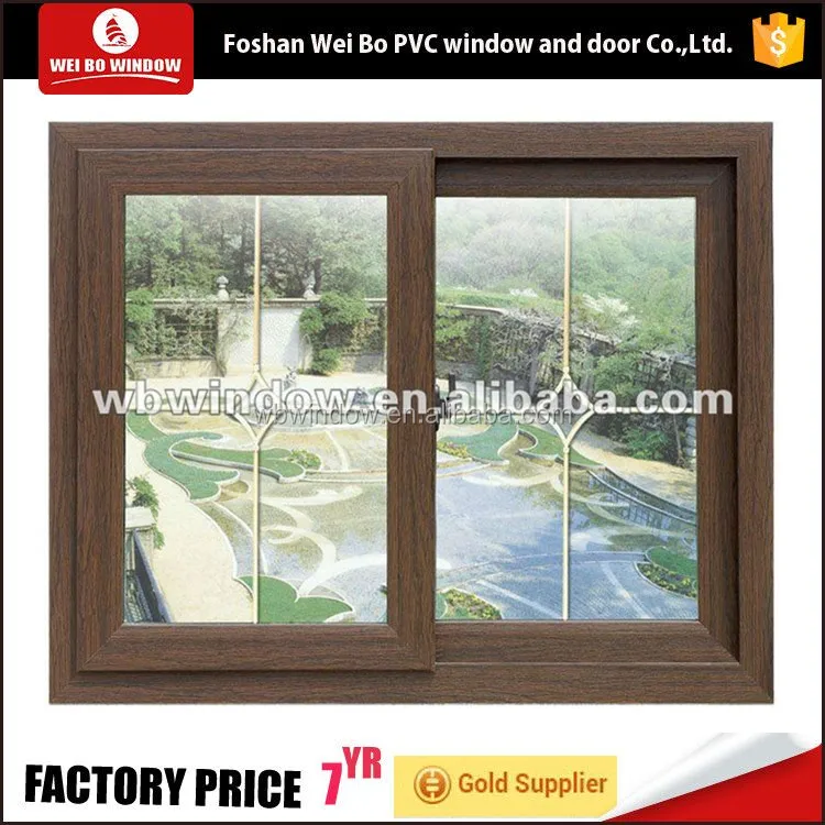 PVC Profile Plastic Sliding Pane Grille Design Window with High Quality Parts