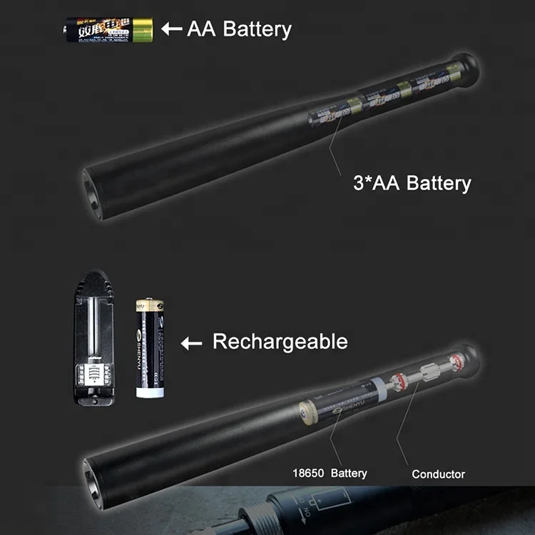 Baseball bat aluminum flashlight self defence baton flashlight torch police security baton