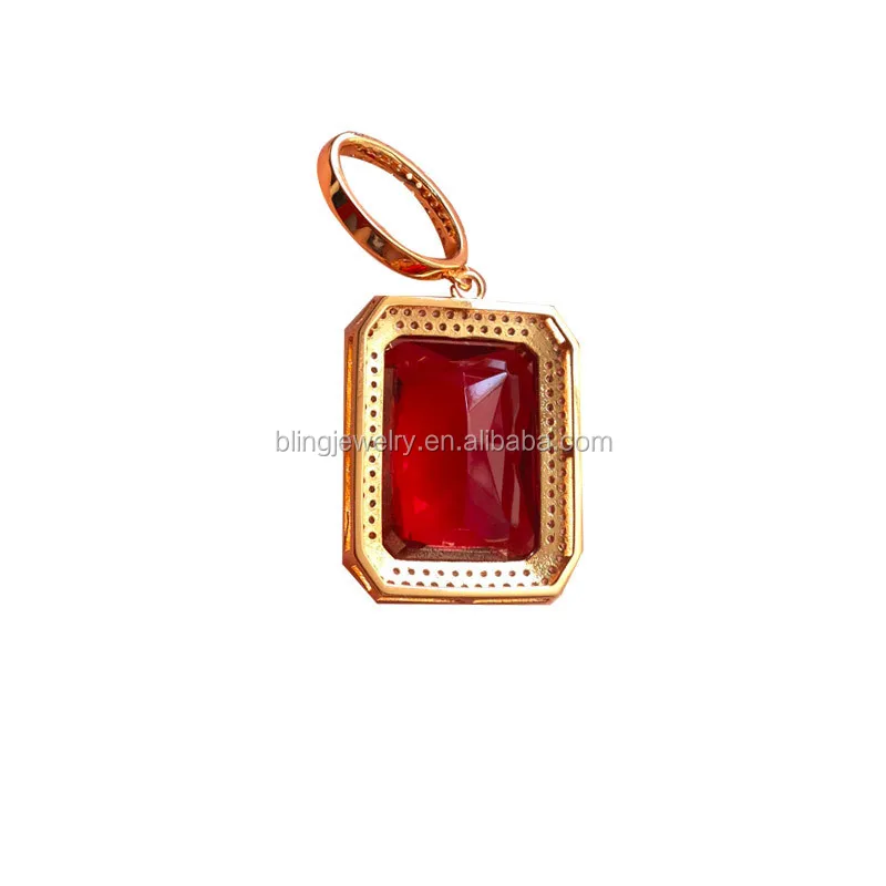 
2015 fashion jewelry hip hop ruby pendant big stone pendant design jewelry 