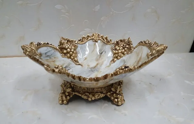 Factory Custom-made Handmade Carved Fashion Resin Europe Decorative Fruit Bowl