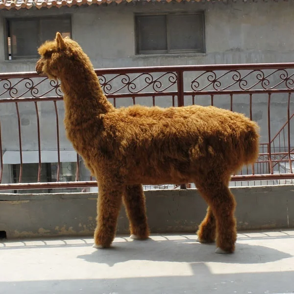 Life-Size Alpaca Toy in Unstuffed Synthetic Fur Indoor Christmas Decoration Supplies Packaged in Bags Artificial Style